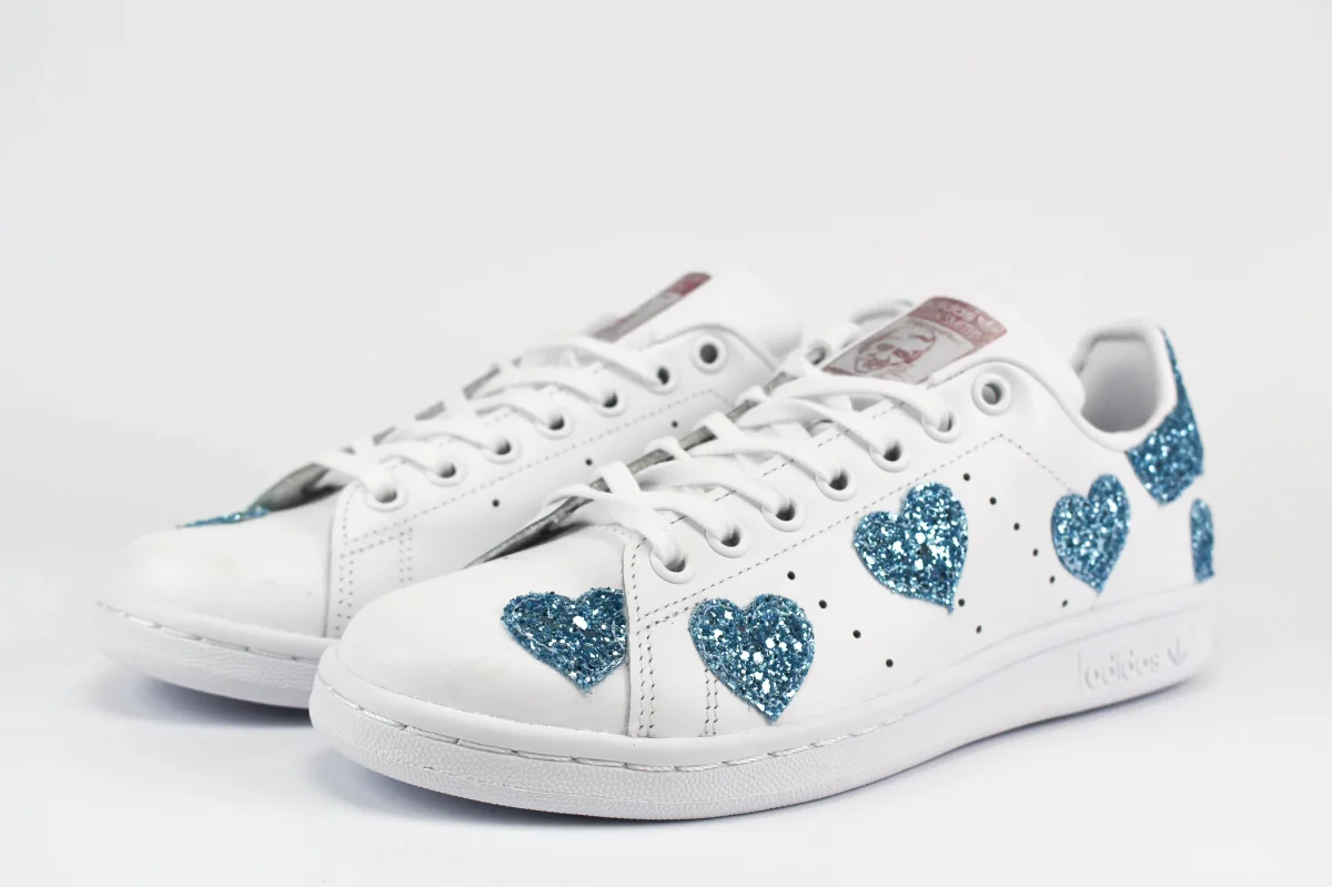 Adidas Stan Smith Cuori Light blu Glitter - immagine 4