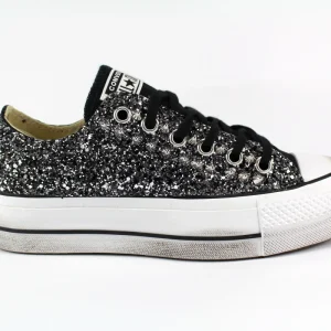 Converse All Star Platform Bassa Total Glitter & Borchie