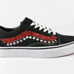 Vans Old Skool Red Glitter & Borchie