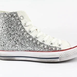 Converse All Star White Silver Glitter & Borchie