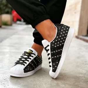 Adidas Superstar Black Jeans & Strass Termo