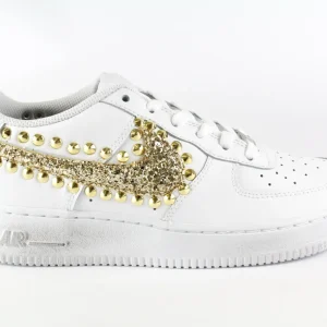 Nike Air Force 1 '07 Gold Glitter & Borchie Gold
