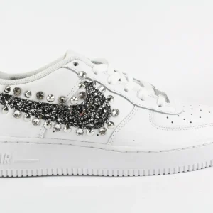 Nike Air Force 1 '07  Black Silver Glitter Borchie & Strass