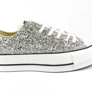 Converse All Star Platform Bassa White Silver Glitter