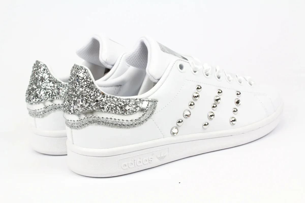 Adidas Stan Smith Silver Glitter Borchie Strass & Lamina E Raso - immagine 6