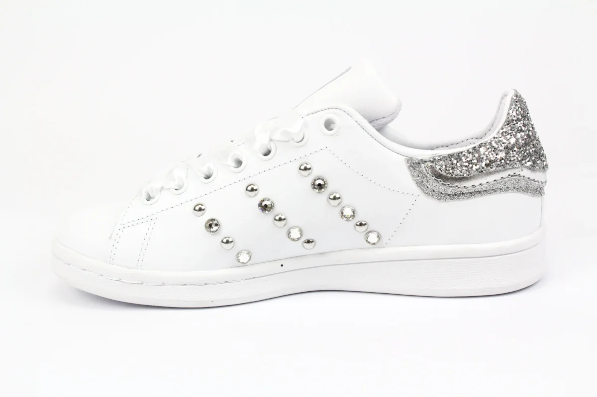Adidas Stan Smith Silver Glitter Borchie Strass & Lamina E Raso - immagine 4