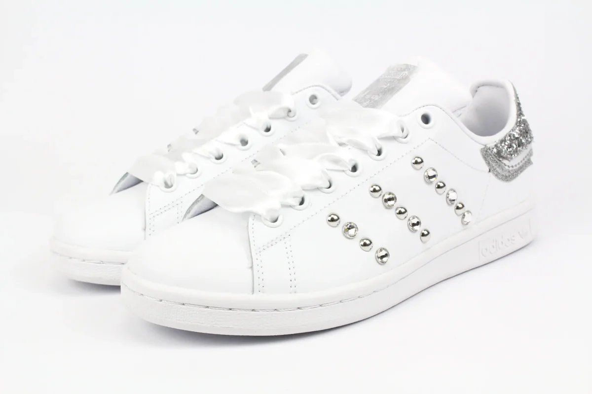 Adidas Stan Smith Silver Glitter Borchie Strass & Lamina E Raso - immagine 5