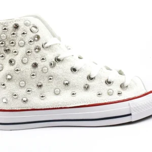 Converse All Star Glitter White Total Borchie Perle & Strass