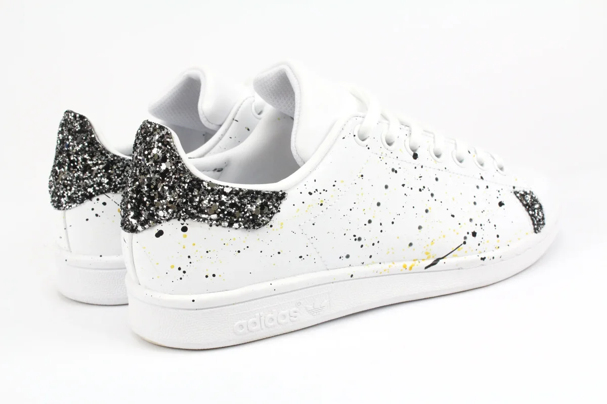 Adidas Stan Smith Black Silver Glitter & Vernice - immagine 5