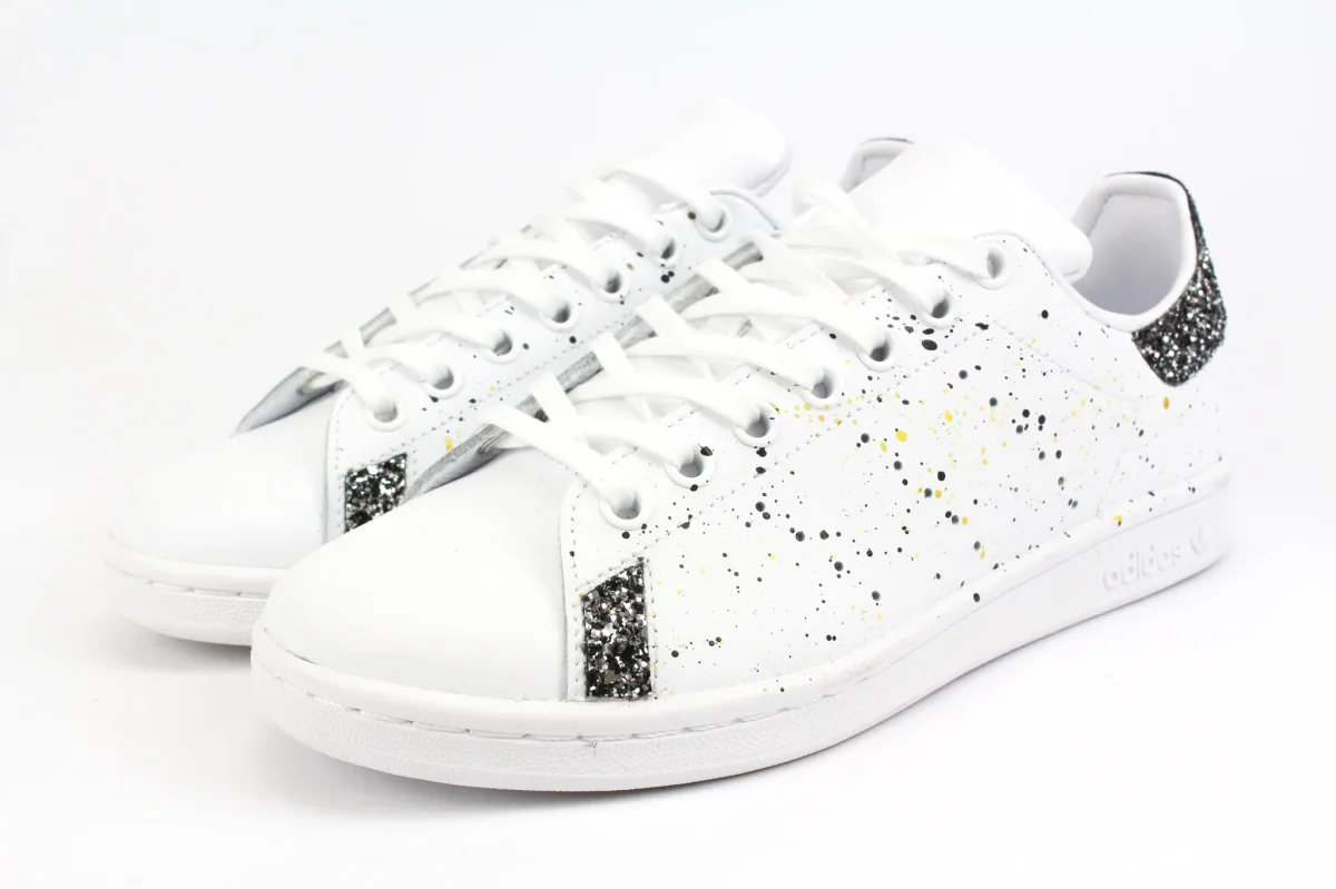 Adidas Stan Smith Black Silver Glitter & Vernice - immagine 4