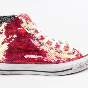 Converse All Star White & Rosa Fluo Paillettes