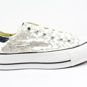 Converse All Star Platform Silver Paillettes & Black Iris Glitter