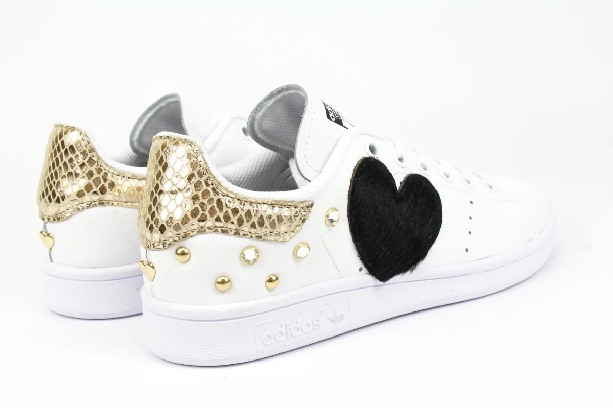 Adidas Stan Smith Cuore Nero & Pitone Gold - immagine 3