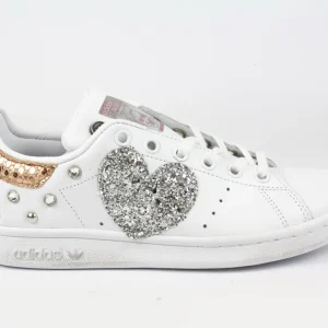 Adidas Stan Smith Cuore Glitter Silver Strass & Pitone Laminato