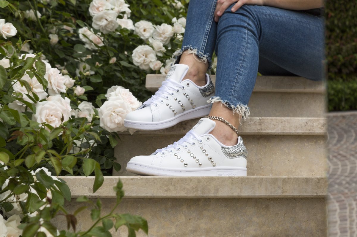 Adidas Stan Smith Silver Glitter Borchie Strass & Lamina E Raso - immagine 2