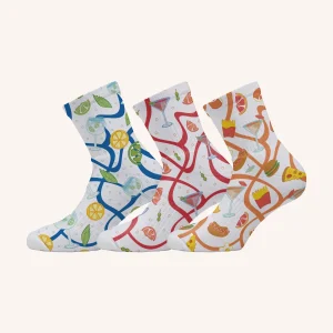Calza Corta "Tennis" in Cotone con Stampa in HD| Fantasia | Confezione da 3 Paia | Print