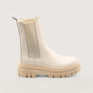 Xena - Tronchetto con elastico in pelle bianca