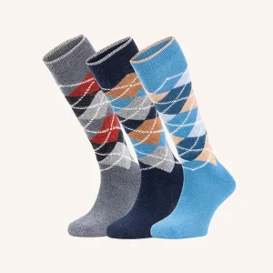 Calza Lunga in Cotone & Angora per Uomo | Fantasia | Confezione da 3 paia | Alpiez L