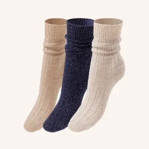 Calza Corta in Lana Cashmere e Lurex per Donna | Tinta Unita | Confezione da 3 Paia | Cashlux D