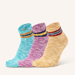 Calza Corta Melange in Cotone per Donna | Fantasia | Confezione da 3 Paia | Country D