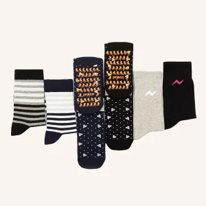 Kit Calze per Bambino (Antiscivolo, Corto, Spugna) | Fantasia | Confezione da 6 Paia | Day Kit
