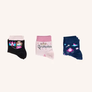 Calza Corta in Cotone per Bambina | Tinta Unita | Confezione da 3 paia | Games F