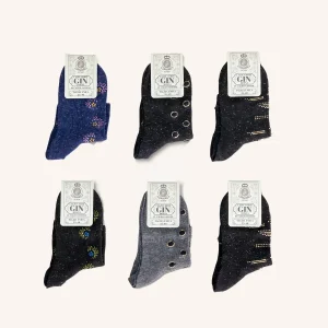 Calza Corta in Viscosa con Lurex per Donna |  Fantasia | Confezione da 6 Paia | Gin F