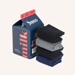 Calza Lunga in Cotone per Donna | Tinta Unita | Confezione da 4 paia | Milk DL