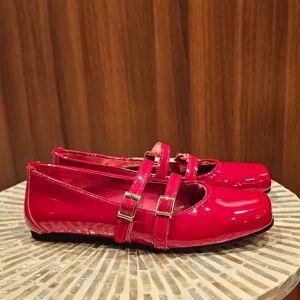 Ballerina vernice rossa con cinturini Annina