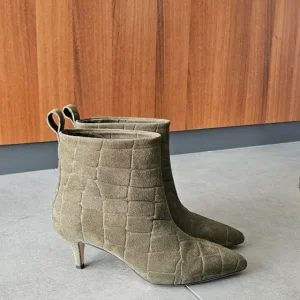 Stivaletti camoscio cocco verde militare 2504 tacco 6