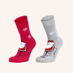 Calza Antiscivolo in Cotone per Donna | Fantasia Natalizia | Confezione da 2 Paia | Xmas DA