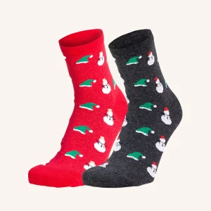 Calza Corta in Caldo Cotone per Donna | Fantasia Natalizia | Confezione da 2 paia | Xmas DC